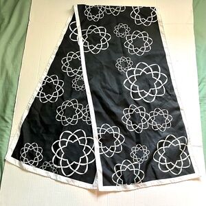 Gently Used Black Polyester Shawl Neck Scarf Printed Geometric Floral Patterns